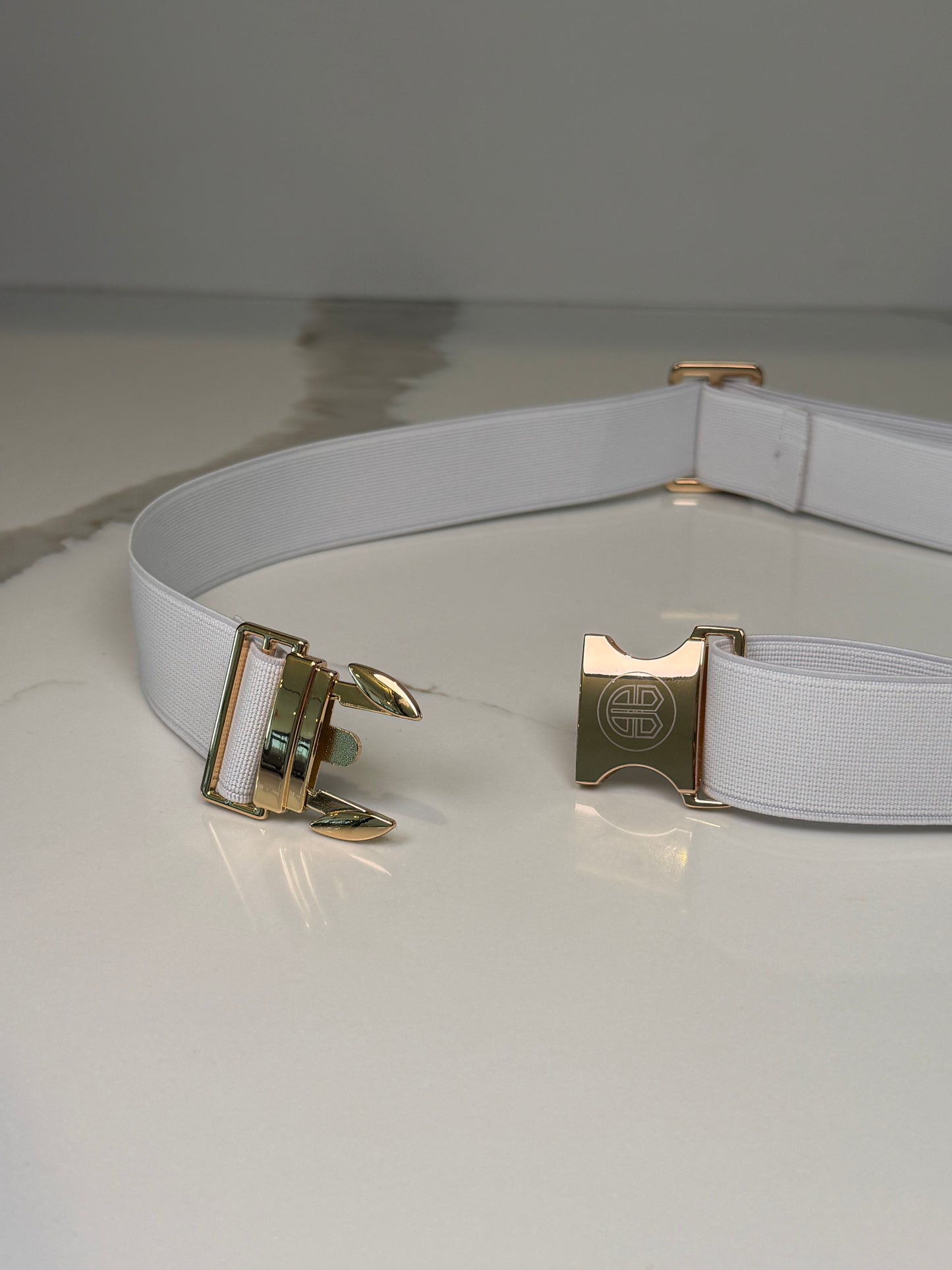 Elastic Sports Belt - White/Gold