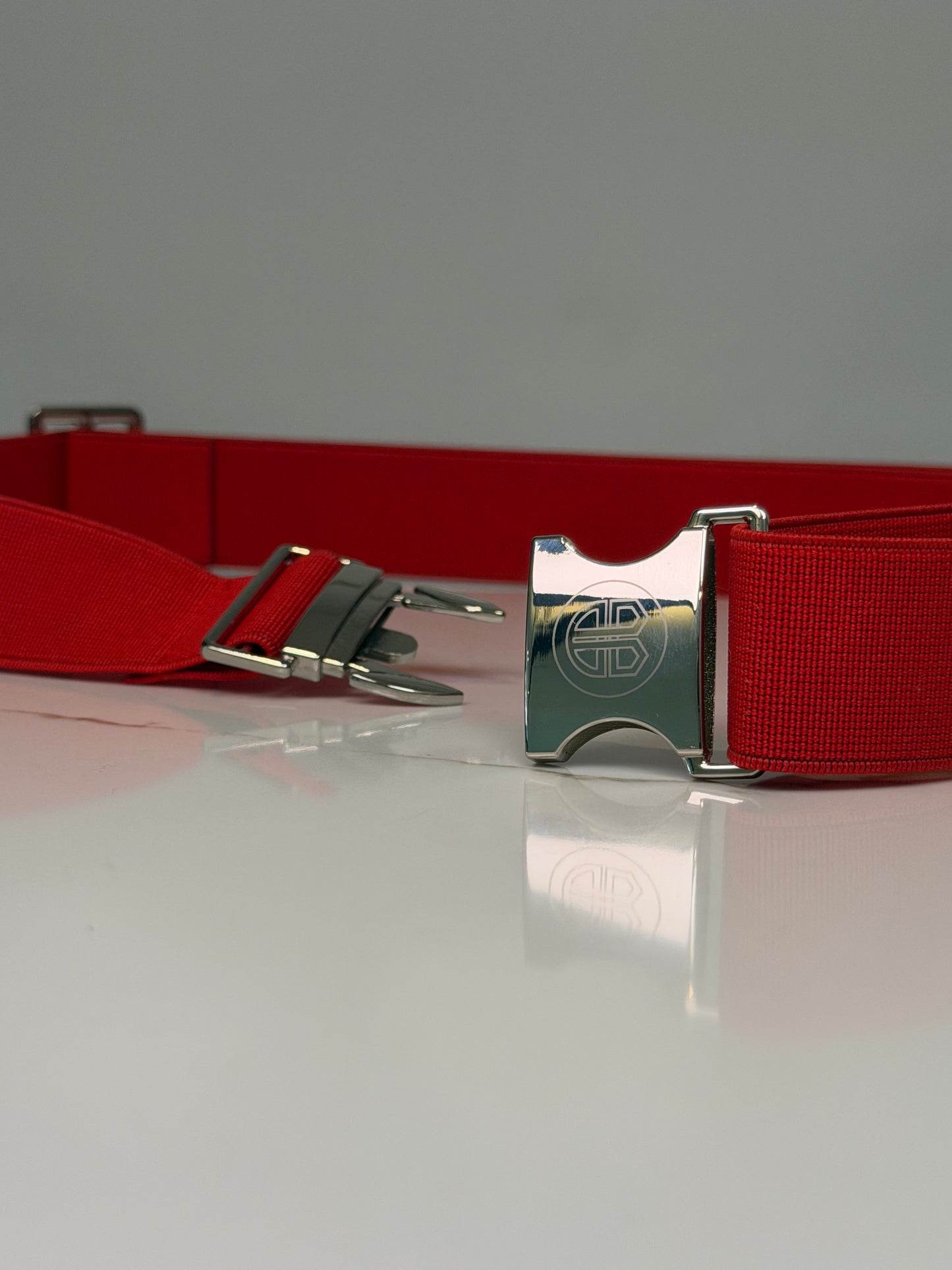 Elastic Sports Belt - Red/Silver