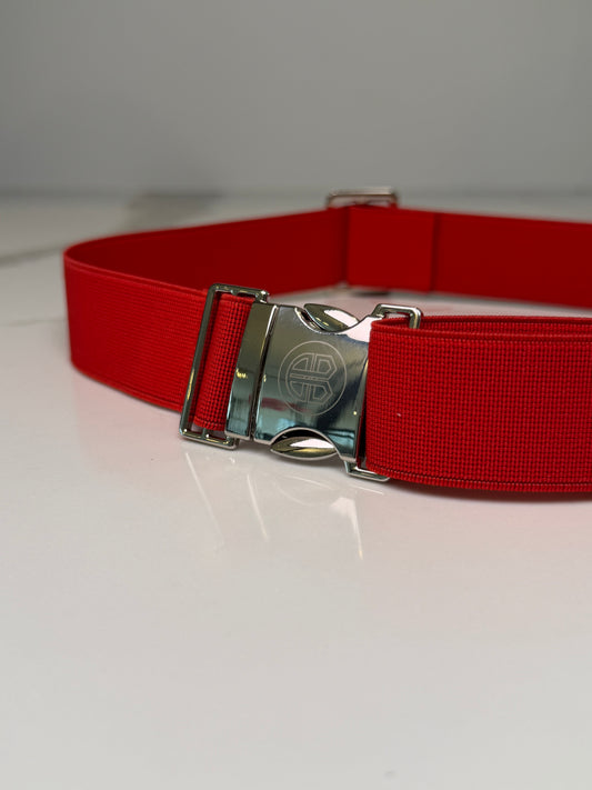 Elastic Sports Belt - Red/Silver